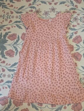 Girls' Pink Floral Cotton Dress